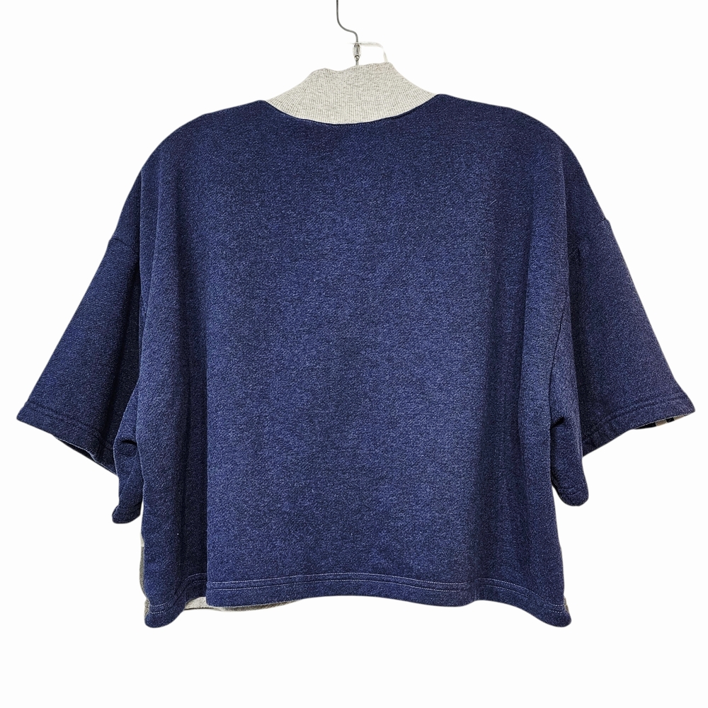 adidas Trefoil Color-block Sweatshirt Gray/Navy/White Crop Mock Neck – Size XL - Picture 8 of 11